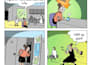 draw a 4 panel cartoon comic strip